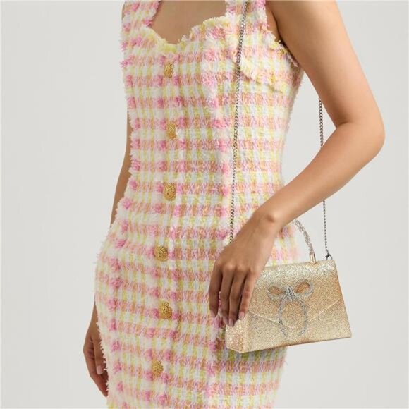 Women Bag Sparkly Bow Clutch Bags Gold - Picture 3 of 6